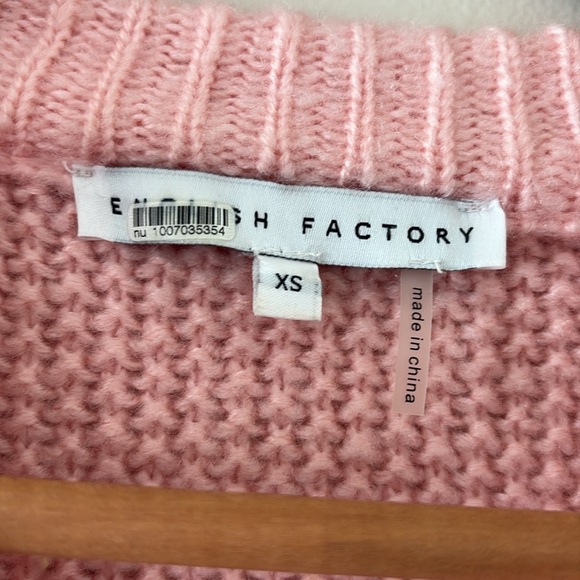 English Factory Short Puff Pleated Sleeve Sweater Chunky Knit Pale Pink Size XS - Picture 6 of 12